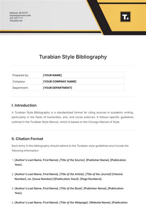 Turabian Style Format Template