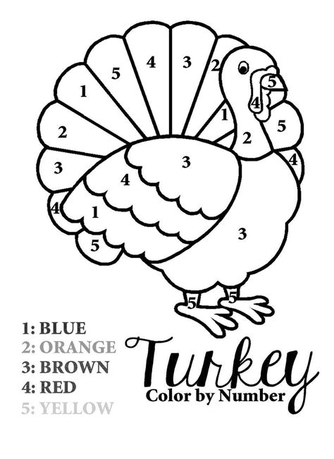 Turkey Color By Number Printable