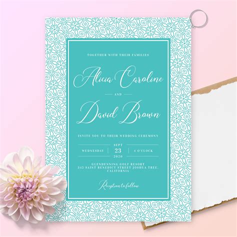 Turquoise Background Blank Turquoise Wedding Invitation Templates