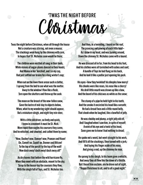 Twas The Night Before Christmas Text Printable
