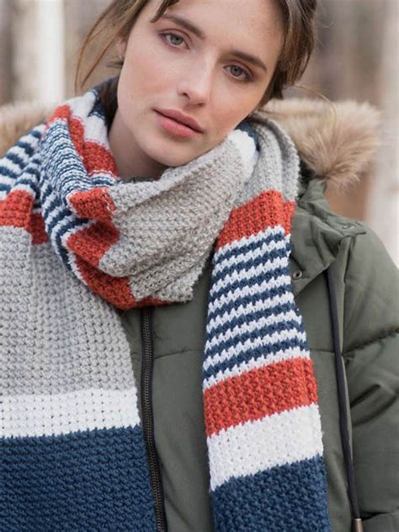Two Color Striped Scarf Knitting Pattern