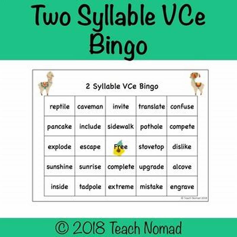 Two Syllable Words With Vce Pattern