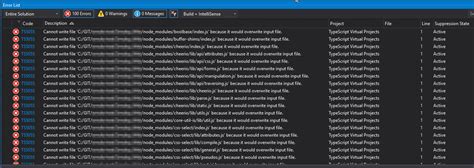Typescript error Cannot write file  because it would overwrite input file
