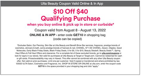 Ulta Coupon 10 Off 40 In Store Printable