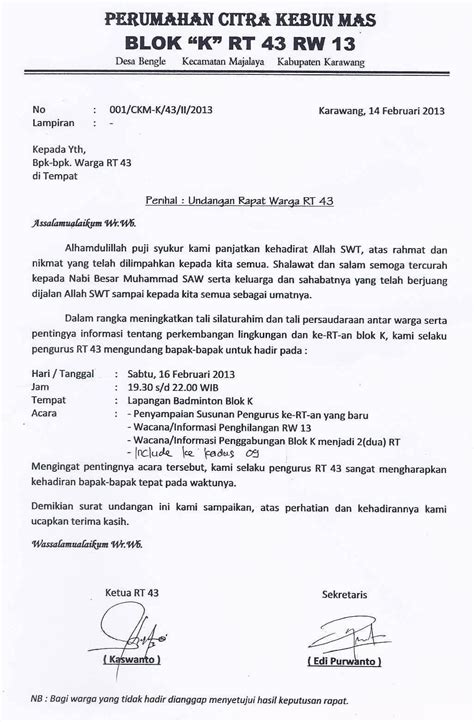 Undangan Rapat Warga