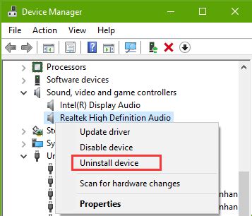 Uninstall Device in Device Manager