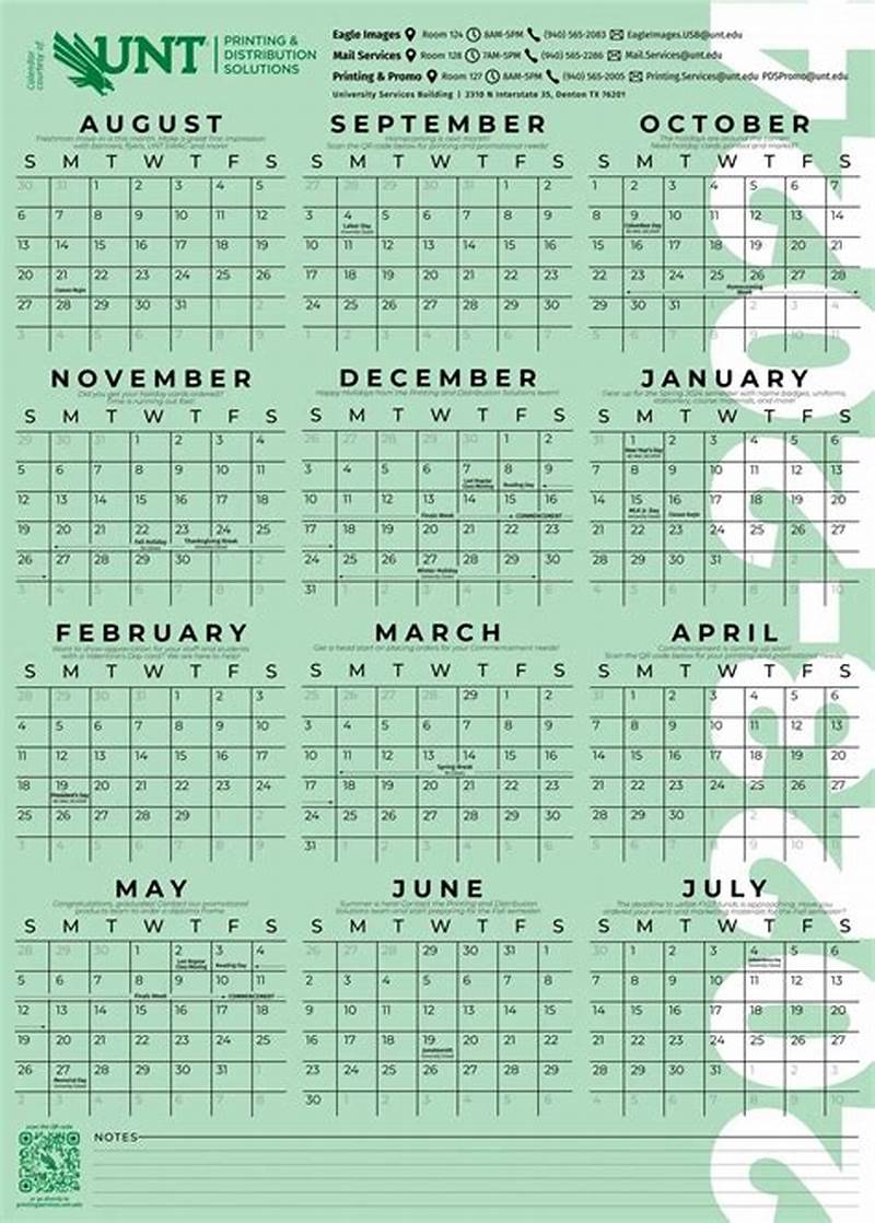 Unt Spring Calendar