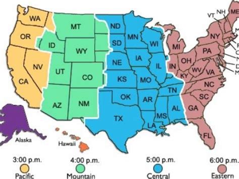 Us Map With States And Time Zones Printable