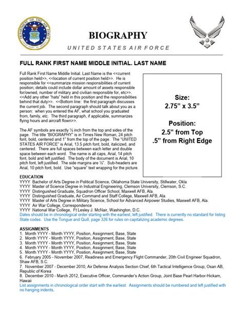 Usaf Bio Template