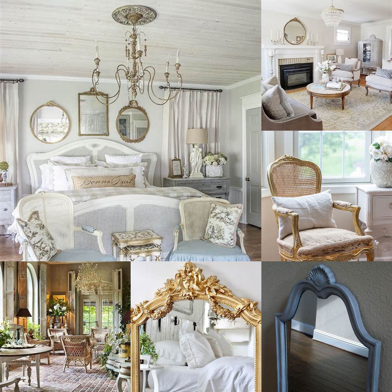 Use French Provincial accent pieces such as mirrors or lamps to add a pop of elegance to any room