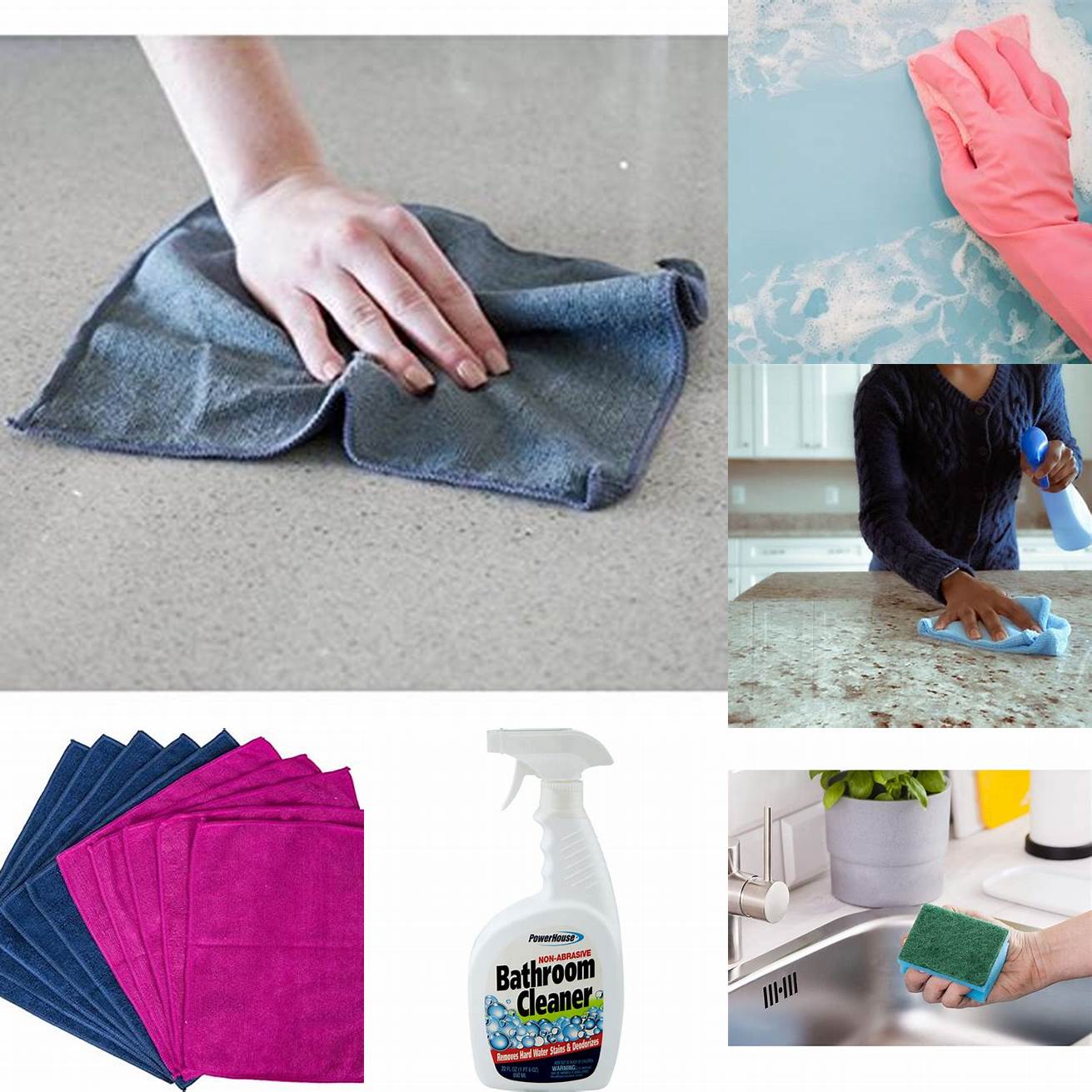 Use a non-abrasive cleaner and a soft cloth to clean the countertop