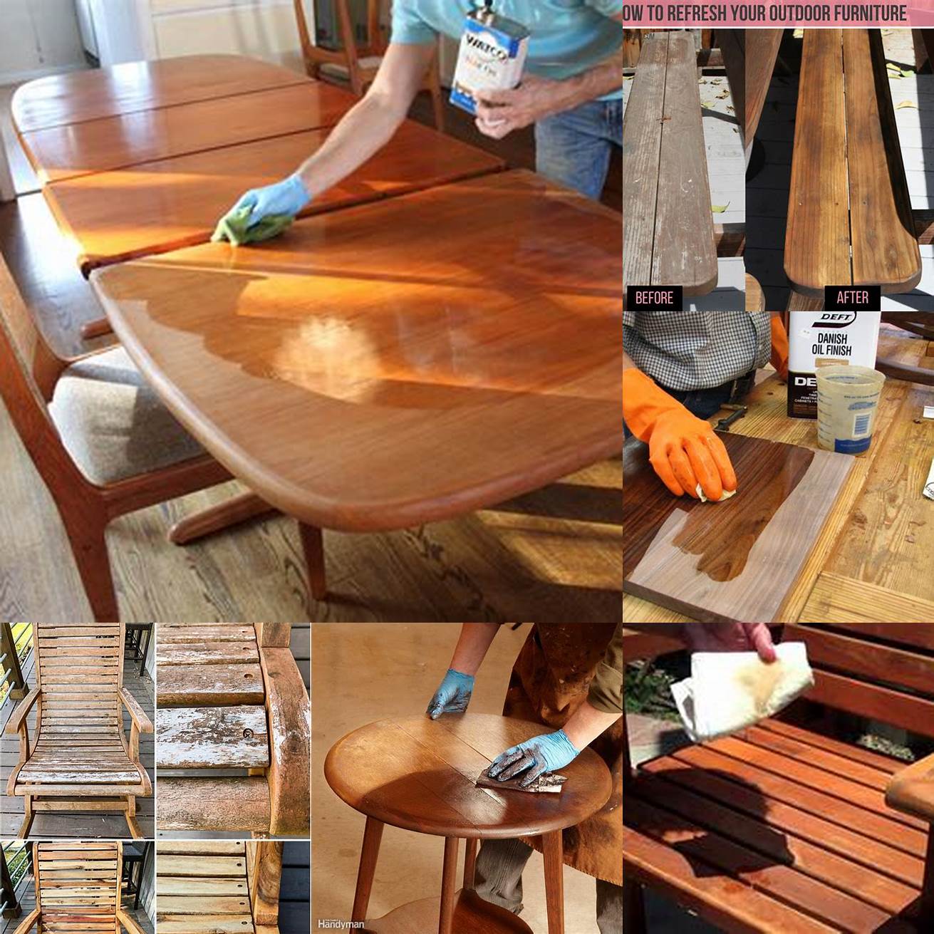 Use teak oil or stain to refinish