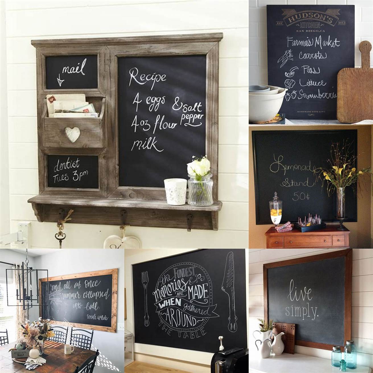Use the kitchen chalkboard for leaving messages and notes for family members Whether its a reminder to take out the trash or a love note for your spouse the chalkboard is a great way to communicate with your family
