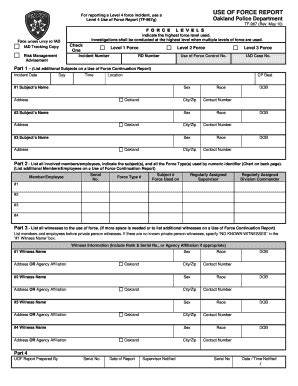 Use Of Force Report Template