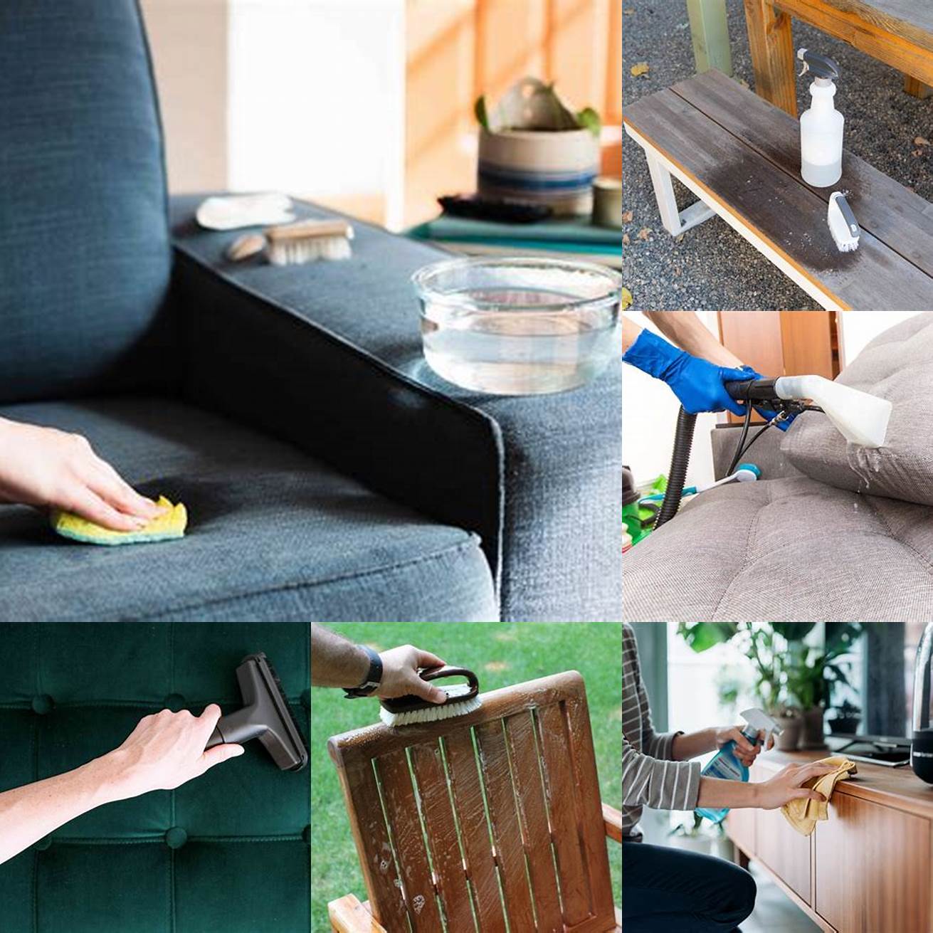 Using a Soft Brush to Clean the Furniture