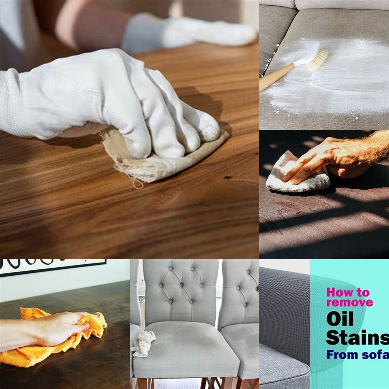 Using a damp cloth to remove oil