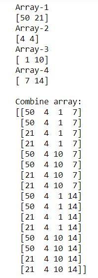 Using NumPy to build an array of all combinations of two arrays