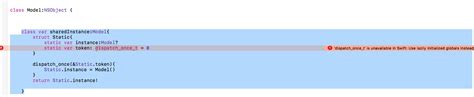 Using a dispatchonce singleton model in Swift