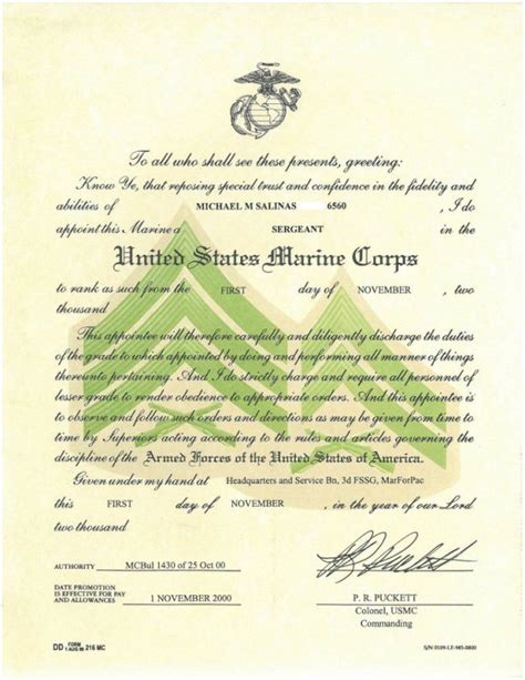 Usmc Promotion Warrant Template