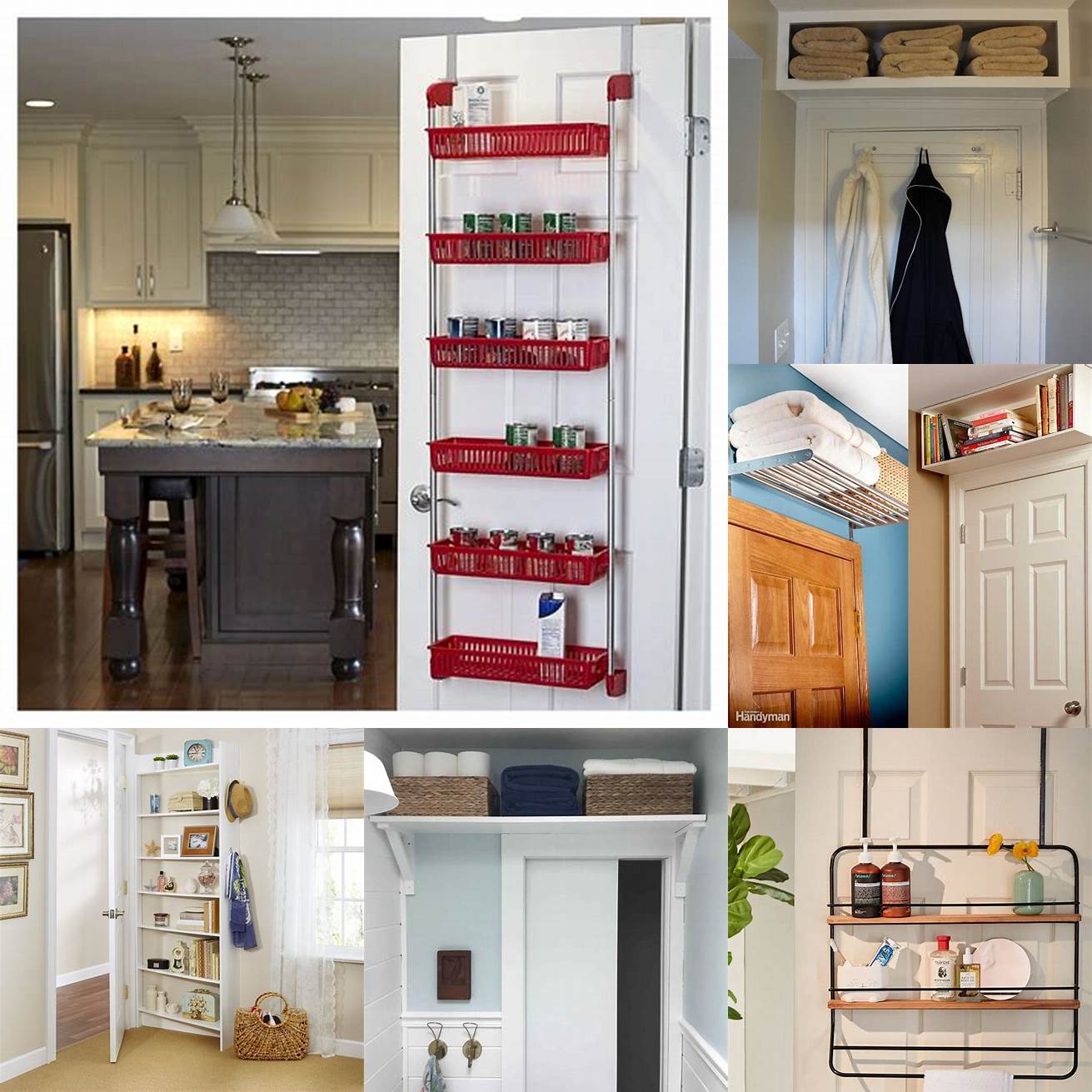 Utilize the space above the door for storage