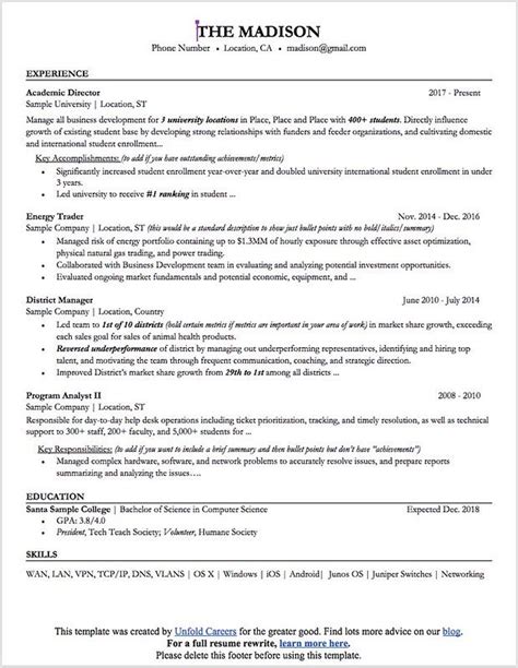 Uw Madison Resume Template
