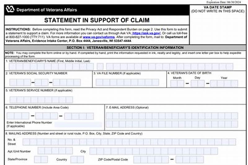 Va Claim Statement Example