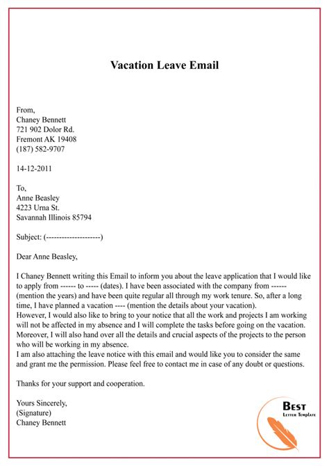 Vacation Email Template