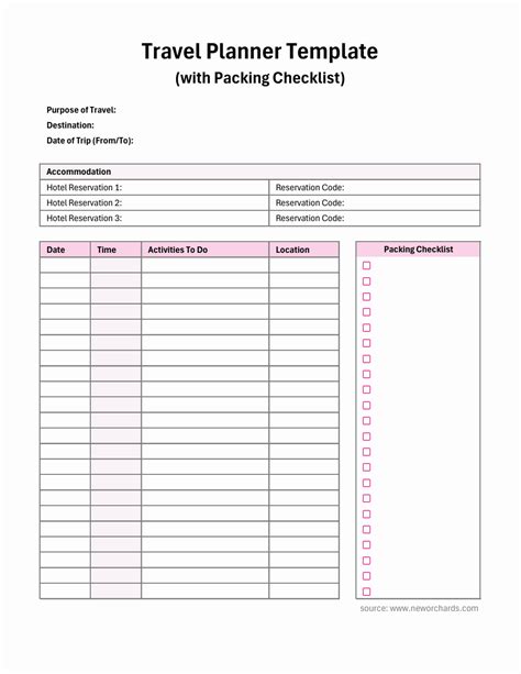 Vacation Planner Template