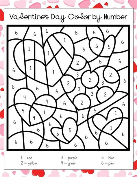 Valentine's Day Color By Number Printable