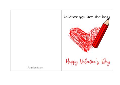 Valentines Day Card For Teacher Printable