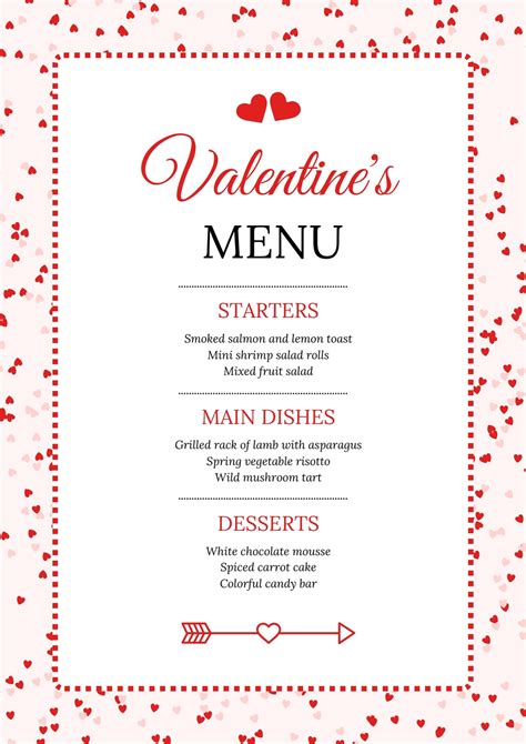 Valentines Menu Template