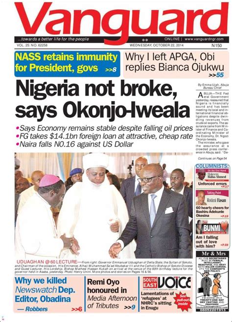 Newspaper Nigeria Latest