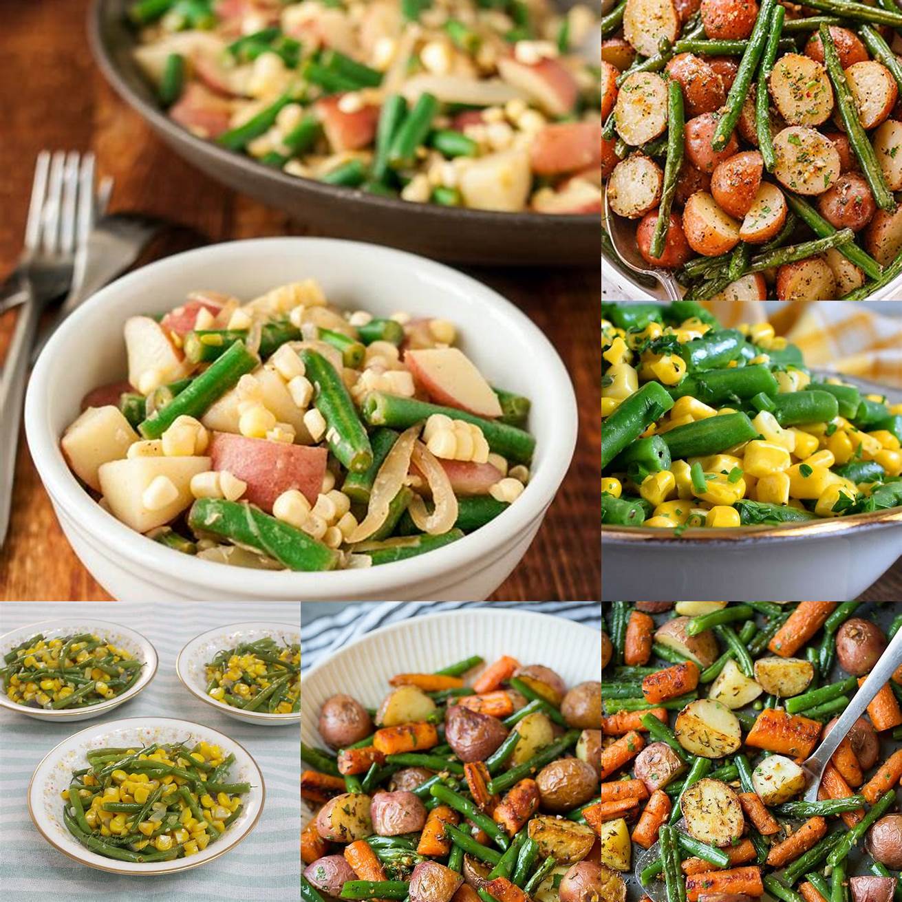 Vegetables Vegetables such as potatoes corn and green beans are commonly used in American cooking Salads are also a popular side dish