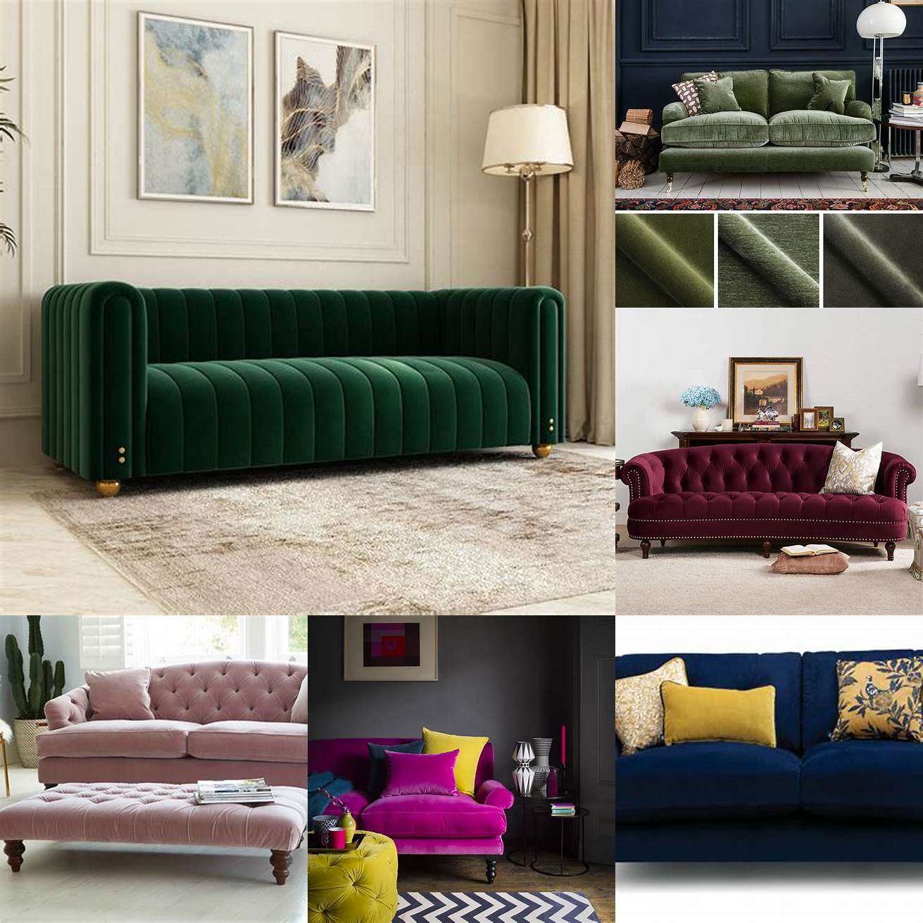 Velvet Velvet high back sofas are luxurious elegant and perfect for adding a touch of glam to your living space They come in various colors from rich emerald and navy to soft pink and lavender