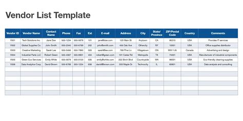 Vendor Listing Template