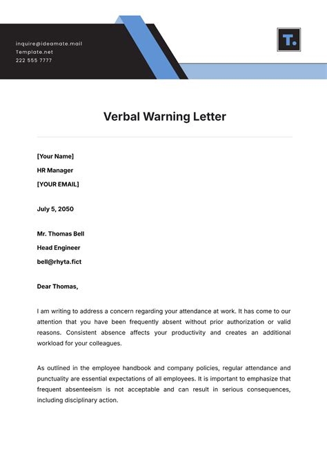 Verbal Warning Template