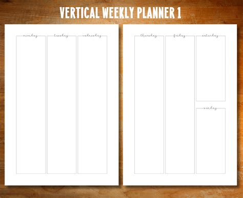 Vertical Weekly Planner Printable