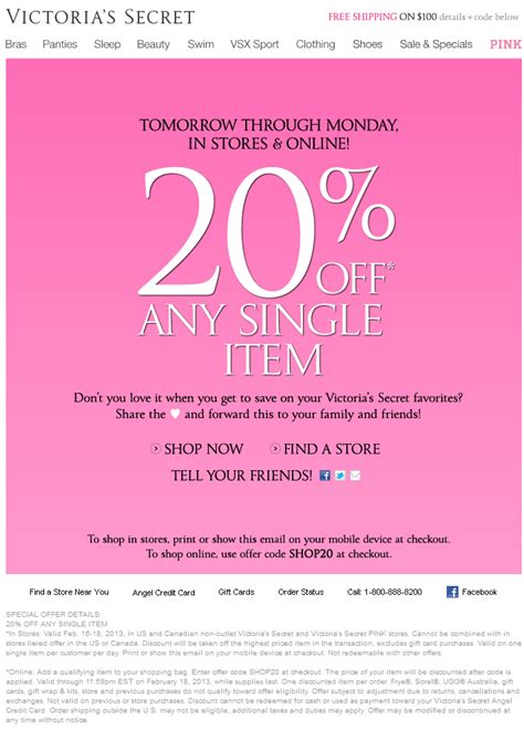 Victoria Secret Coupon Code 20 Off $50 Printable