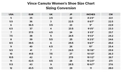 Vince Shoes Size Chart
