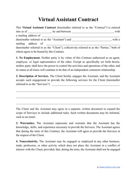 Virtual Assistant Contract Template