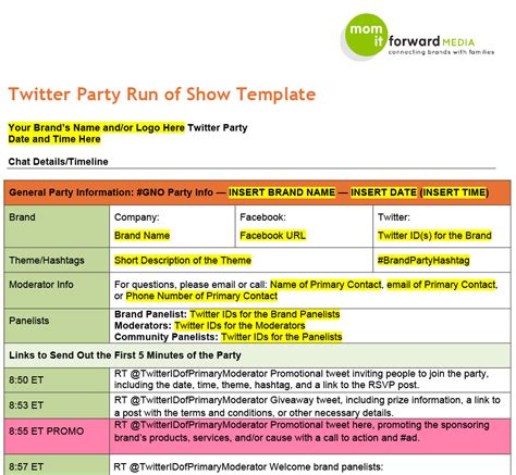 Virtual Event Run Of Show Template
