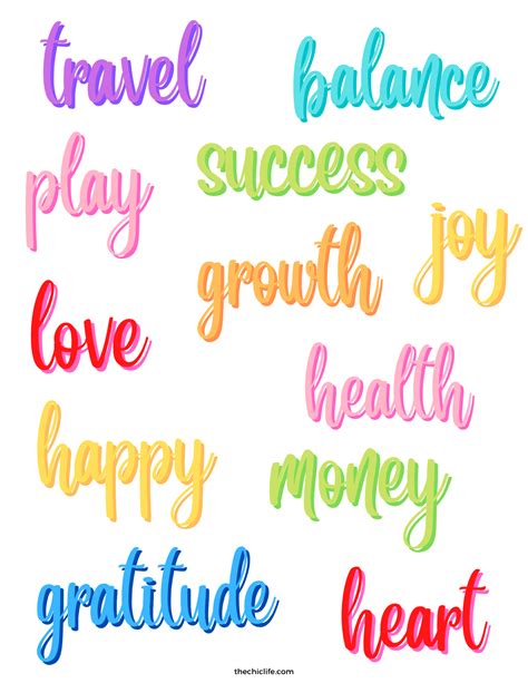 Vision Board Printable Words