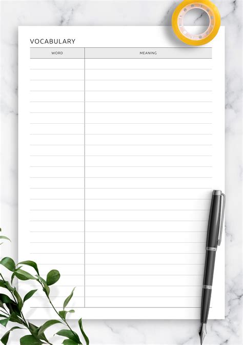 Vocabulary Definition Template