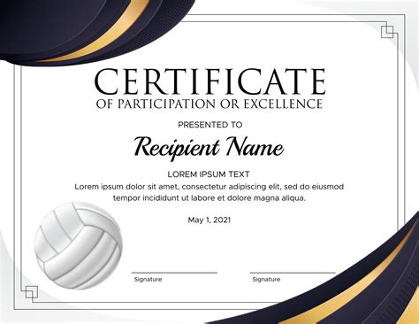 Volleyball Certificate Template