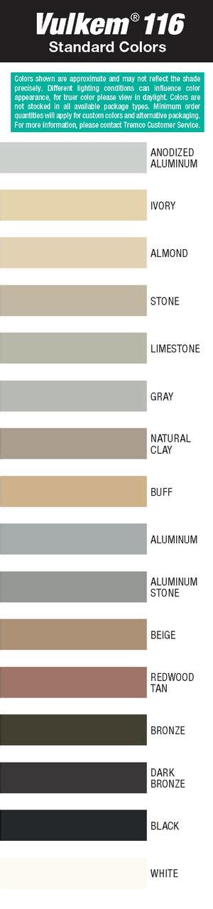 Vulkem 116 Color Chart