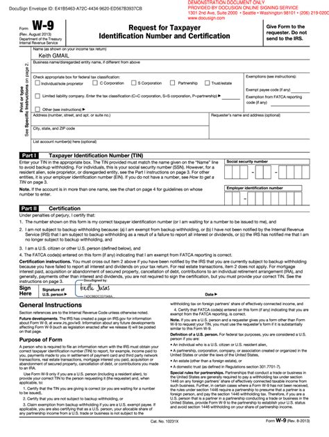 W9 Template Docusign