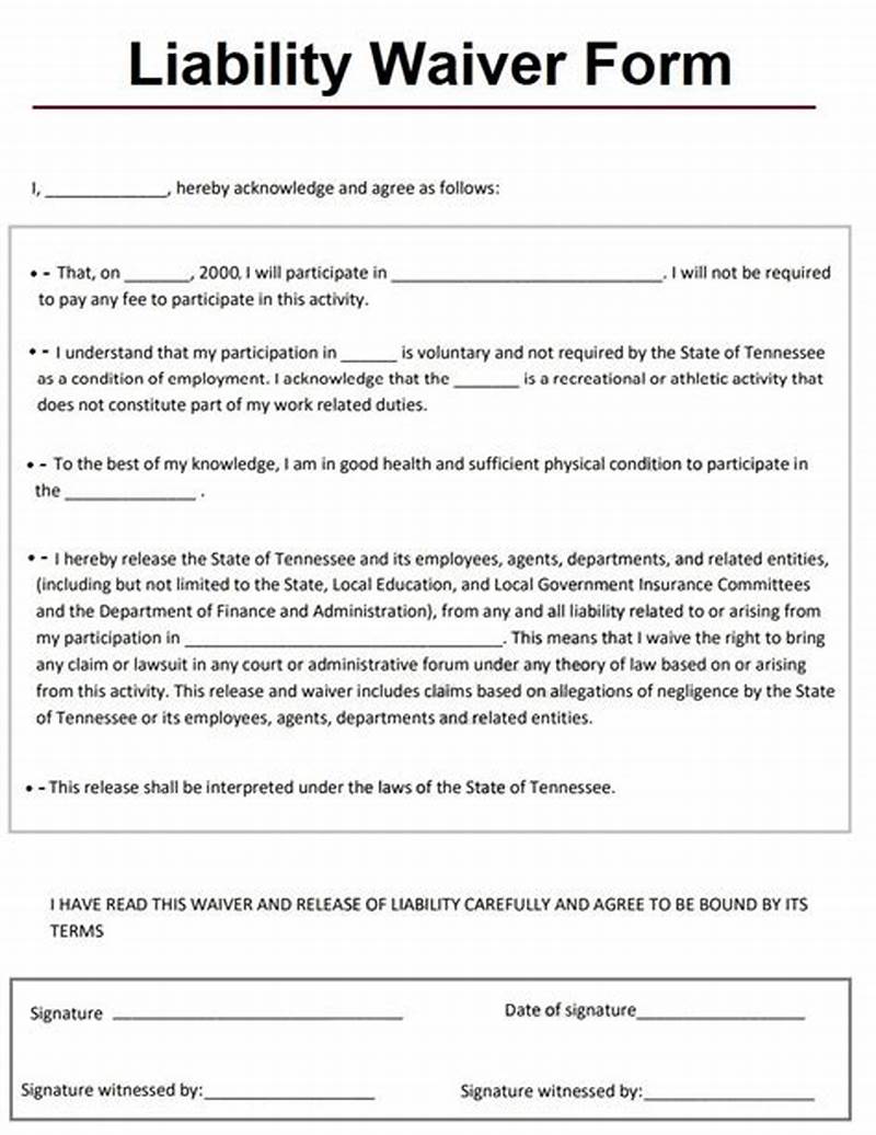 Waiver Of Liability Form Example