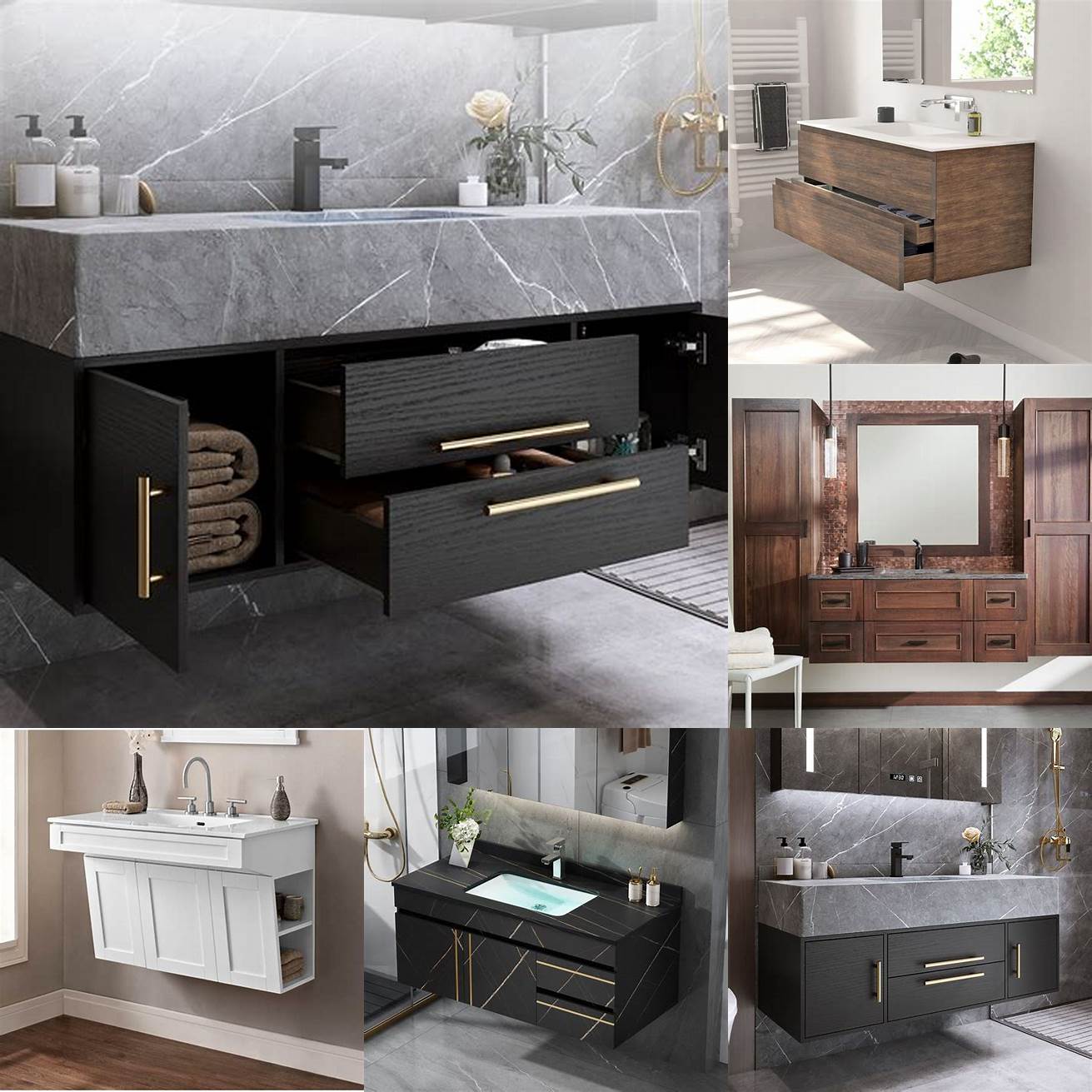 Wall-Mounted Vanity with Side Cabinet