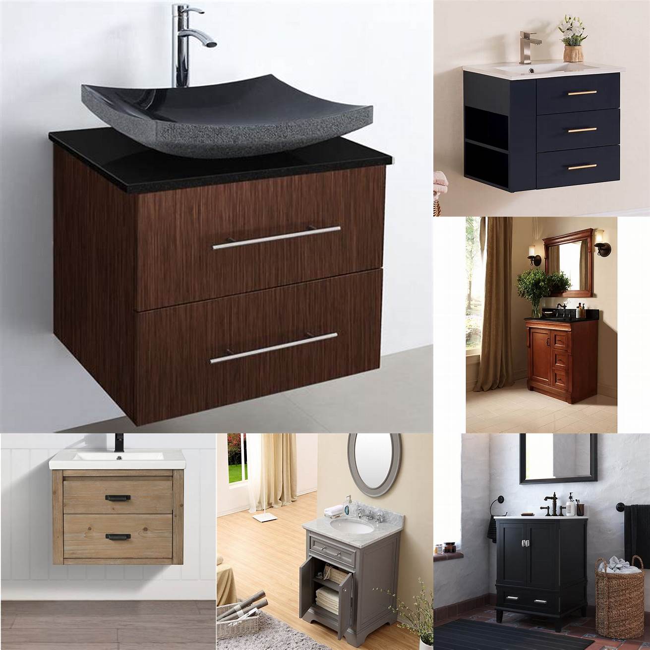 Wall-mounted 24-inch bathroom vanity with mirrored cabinet