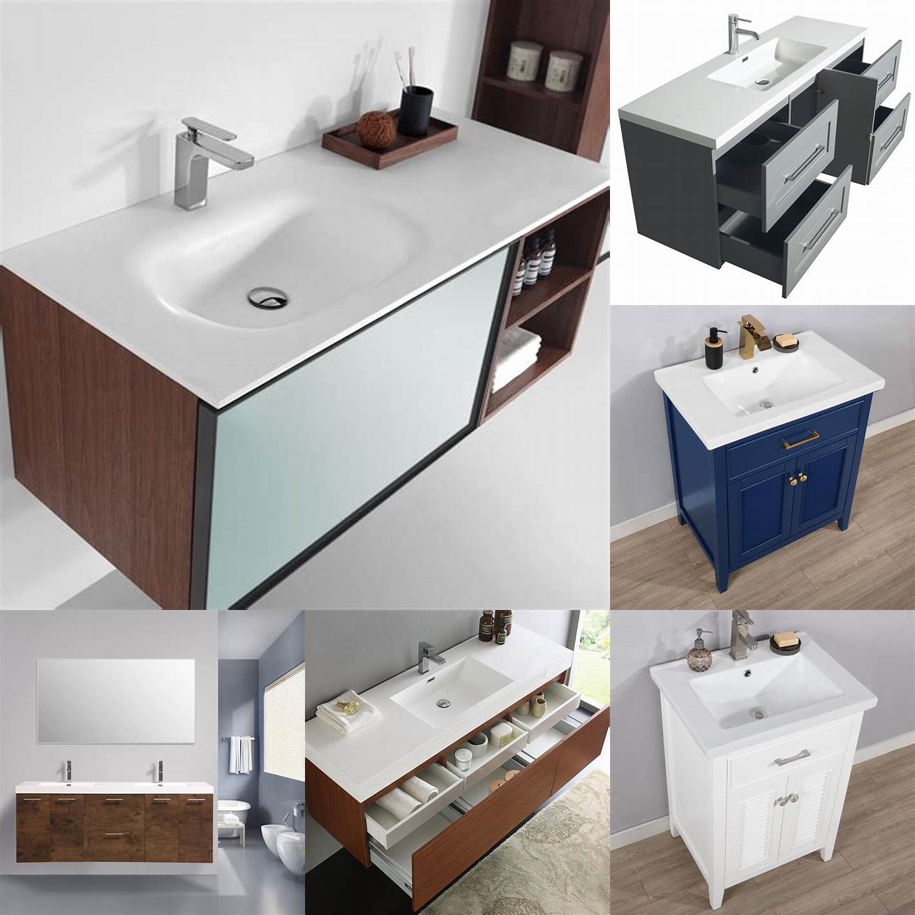 Wall-mounted bathroom vanity with integrated sink